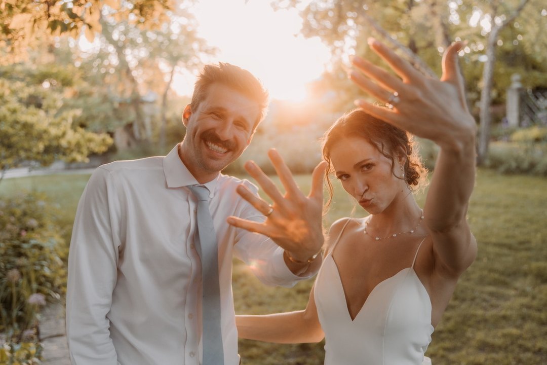 Luke and his wife on their wedding day